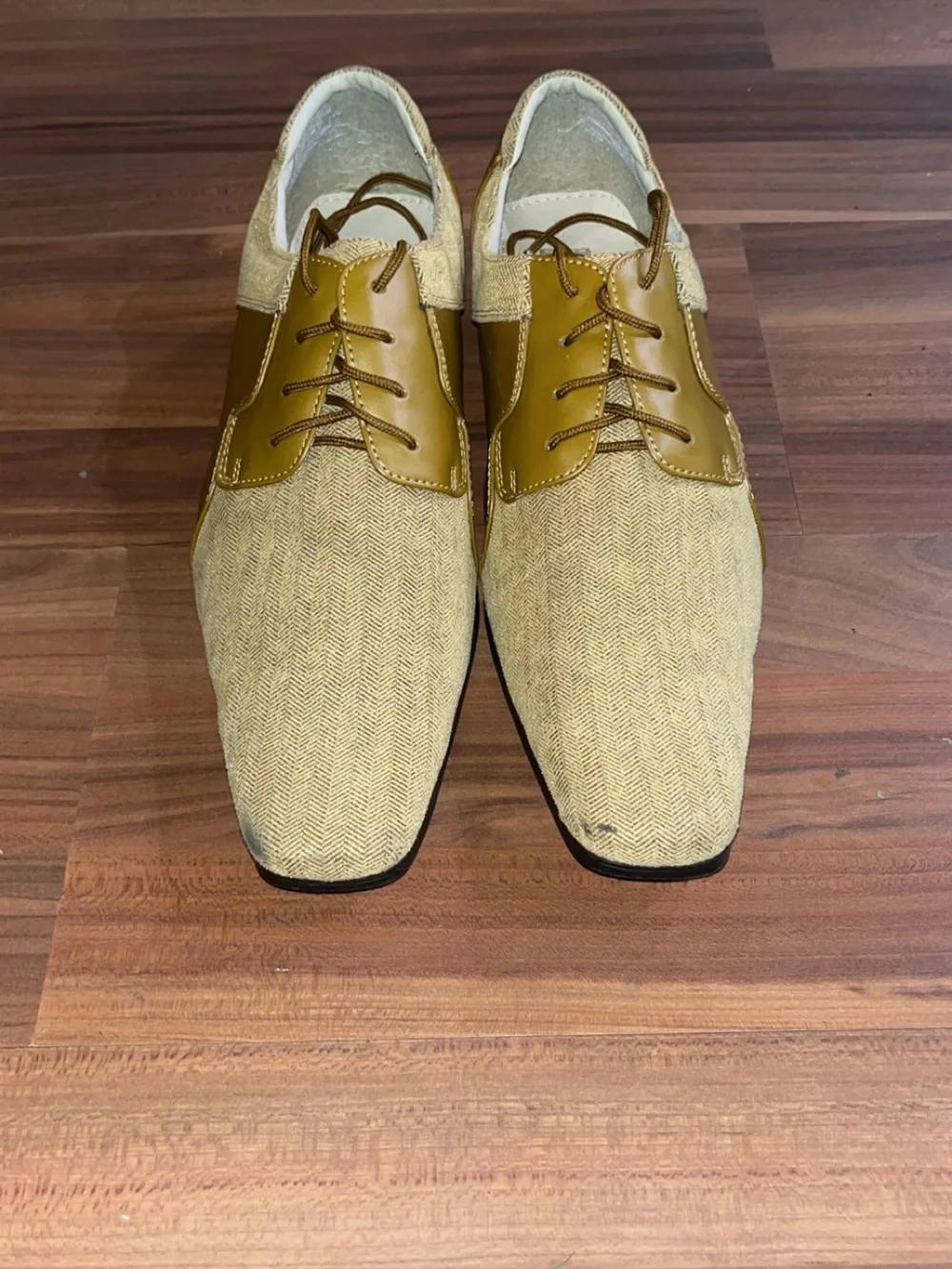 Men's Olive & Beige Herringbone Dress Shoes